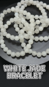 Natural White Jade Crystal Bracelet Stone Round Fashion Accessories Men Women