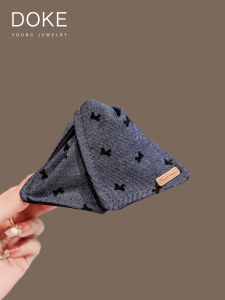 Denim Blue Butterfly Knot Triangle Hair Clip Womens New Style Shell Clip Large Shark Clip Fashionable Hair Accessories