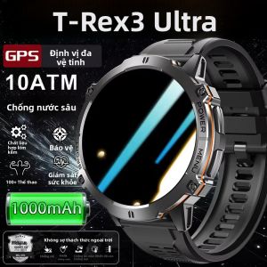Đồng Hồ Thông Minh T-Rex 3 Dành Cho Nam Màn Hình HD 1.73 Inch GPS La Bàn Chống Nước 10ATM Pin 1000mAh Đèn Pin Chiến Thuật Thể Thao Gọi Bluetooth Tương Thích Android/iOS