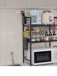 Adjustable Microwave Rack Oven Shelf Expandable And Height Adjustable Carbon Steel Kitchen Rack