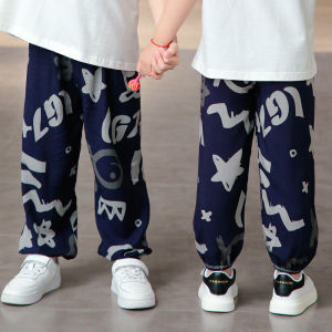 กางเกงกันยุงสำหรับเด็กกางเกงผ้าป๊อปปลิ้นแบบบางใส่ช่วงฤดูร้อนสำหรับเด็กชายและเด็กหญิงกางเกงชายหาดฤดูร้อนสำหรับเด็กโตกางเกงขายาวสำหรับเด็กชายกางเกงใส่นอน