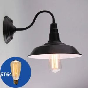 JOYINLED Vintage Wall Lamp Retro IronIndustrial Wall Sconce E27 Black Pot Cover with Shade American for Cafe Bar Living Room