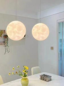 3D Printed Moon Lamp Pendant Light Three Color Change Nordic Living Room Planet Lamp Bedroom Bedside Bar Restaurant Moon Light