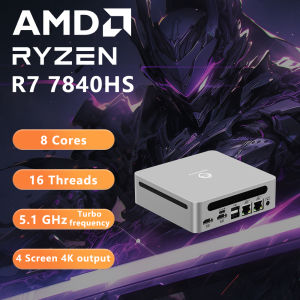 Genmachin AMD 7840HS 7940HS MINI PC Windows 11 Ryzen DDR5 32GB 6400Mhz RAM M.2 2280 SSD WIFI6 BT5.2  Pc Game Diy Gaming Computer