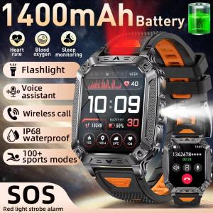 LIGE Smart Watch Men 1400mAh Large Capacity Battery Outdoor SOS Flashlight IP68 Sports Fitness Tracker Voice Calling Smart Women Watch For Android IOS