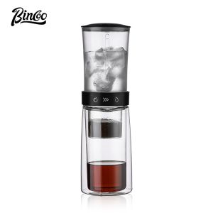 BINCOO Cold Brew Coffee Pot Glass Ice Dripper Double-walled Heat-resistant Large-capacity Pour-over Cold Brew Kettle for Home and Office 450ML