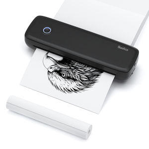 【NEWEST】Bisofice A4 Inkless Printer Portable Thermal Transfer Printer Wire-less&USB Connect Connect with Mobile Computer 56mm/77mm/107mm/210mm/216mm(2in/3in/4in/8in/8.5in) US Letter Compatible with Windows / Mac System