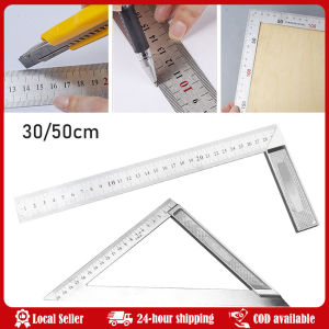 30/50CM Angle Square Ruler 90 Degree Right Angle Ruler Stainless Steel Triangle Ruler Woodworking Gauge Measuring Tool Aluminum Handle Measuring Angle Square Ruler Stainless Steel with Scale Right Steel Ruler Depth Measurement