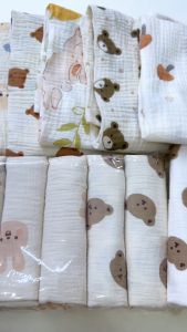 ผ้าอ้อมออร์แกนิคผ้าย่นพรีเมี่ยมแรกเกิดขนาด 27 27นิ้ว พร้อมส่ง