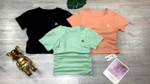 Áo thun nữ tập gym yoga aerobic thể thao NAQI tay ngắn phủ bụng nhúng eo chất liệu thun lạnh co dãn 4 chiều thoáng mát BINSPORTS A225