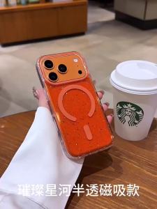 Glitter for Magsafe Transparent Ultra Slim Case for iPhone 17 16 Pro Max 15 14 13 Air Magnetic Bling Candy Color Clear Cover
