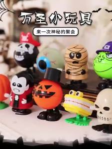 Meade | 3/6PCS Cute Christmas Clockwork Wind Up Toy Jumping Teeth Ghost Pumpkin Skull Fun Novelty Ornament for Xmas Party Kids Boys Gift