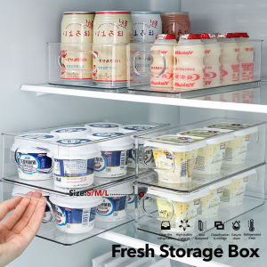 Refrigerator  Transparent Rectangular Refrigerator Organizer Food Storage Box with Handle for Kitchen Food Vegatables Fruits Storage