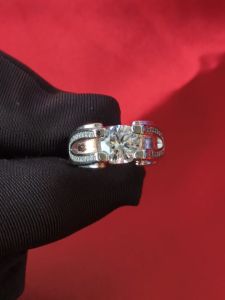 Diamcity (Free Gra Certificate) Cincin Moissanite Import Warna D Pria Delapan Hati dan Delapan Panah 2 Karat