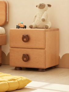 YUANSHI YUANSU | Solid Wood Bear Cartoon Nightstand Storage Cabinet
