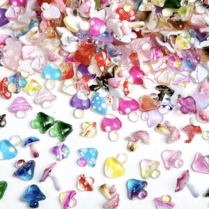 20 CHIẾC Mặt Dán Trang Trí Móng Tay Hình Nấm Nhựa Trong Suốt Nhiều Màu Kawaii 3D Sáng Tạo DIY Trang Trí Móng Tay Kẹp Tóc