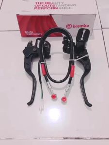 Handle Master Rem Sepasang Model Tabung Kotak & Selang Rem Depan 95cm Karbon Hitam