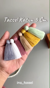 TASSEL KATUN PREMIUM JUMBO 5 CM (1 LUSIN 1 WARNA) TASSEL JILBAB TAPLAK MEJA BAJU