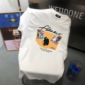 Áo Thun Nam Tay Ngắn Cotton Phong Cách Mỹ Dáng Rộng Mùa Hè Thường Ngày in Họa Tiết Thời Trang Cặp Đôi