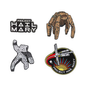 4pcs Project Hail Mary 4-Piece Enamel Pin Set Sci-Fi Book And Movie Fan Collectible Badges Featuring Rocky And Graces Sculpture