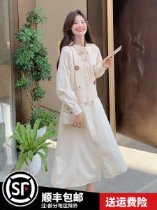 Womens Dress Jacket Set Artistic Fresh Sweet School Style Autumn Fashion Two-Piece Suit Long Sleeve A-Line Skirt Korean Version