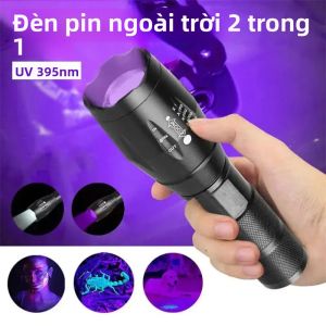 Đèn Pin UV Có Thể Sạc Lại Loại C 2 Trong 1 Đèn Đen 395nm Đèn Cực Tím Cầm Tay Để Phát Hiện Vật Nuôi Đèn Pin Hợp Kim Nhôm