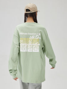 Couple Matching Long Sleeve T-Shirts UFZ Nine Overprints Gradual Foaming Printing Mens Womens Loose Fit Cotton round Neck