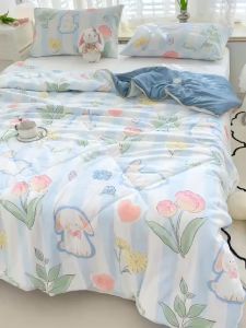 Chăn Cotton Đũi Hàn Nhiều Họa Tiết - Chất liệu Cotton Mềm Mịn Mát Phù Hợp Mùa Hè