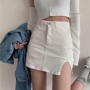 SUGAR Split High Waist Slim Denim Skirt Summer New Style Small Girl Hip Wrap A-line Short Skirt Women s Dress