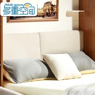 Hidden Fabric Upholstered Headboard Bed for Double Bed