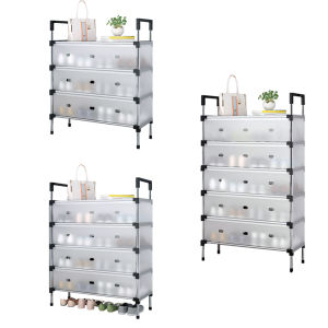 Winnereco Multilayer Shoe Rack with Metal Frame Thicken Shoe Organizer Multifunctional Shoe Shelf for Dorm Apartment Rental House