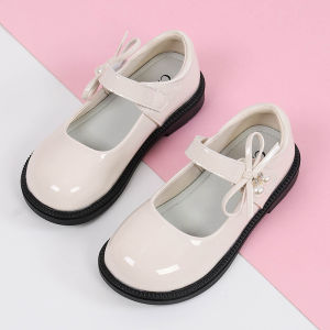 Black Leather Shoes for Girls Student Performance Ready British Style Breathable Princess Shoes Low Cut round Toe Flat Heel
