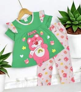 10-22kg bộ tay ngắn quần dài babydoll bé gái thun borip mềm co giãn dễ mặc khi trời lạnh (501)