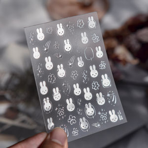 OIMG | 1pc Gold-stamped Nail Stickers Cute Simple Bunny Sticker For Nail Art Accessories Decorative Materials Back Adhesive Nail Decals