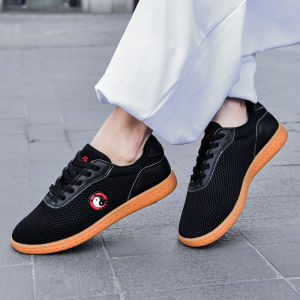 Mens Tai Chi Shoes Chenjiagou Bull Tendon Sole Genuine Leather Breathable Summer Training Martial Arts Shoes Mesh Upper