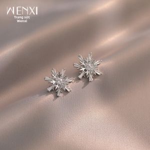 WENXI | Phụ Kiện Tai Đẹp Sang Trọng Hình Tuyết Zircon