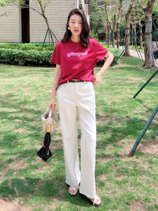 Comfortable Soft Tencel Cotton Linen Blend Casual High Waist White Denim Pants Cloud White Straight Leg Long Pants Summer Collection