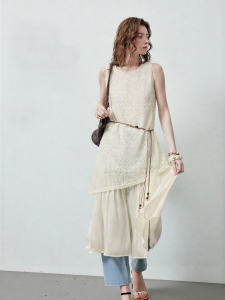 Toyouth | Resort Style Summer New Lace Fake Two-Piece Sleeveless Dress
