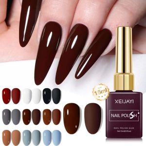 Colored Nail Varnish Gel 60 Colors High Gloss Matte Ice-clear Nails Polish Red Brown DIY Nail Art Soak Off UV Gel Lacquer 15ML