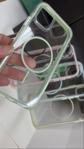 เคส แม่เหล็ก ใส ขอบสี 908 สำหรับ ไอโฟน 11 12 13 14 15 16 17 pro plus promax 17air พร้อมส่ง ในไทย ทุกรุ่น