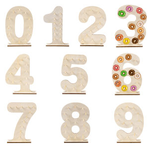 0-9 Number Shaped Donut Wall Display Birthday Table Centerpiece Decor Doughnut Birthday Party Wooden Digit Donut Holder