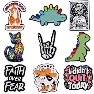 Orange Cat Enamel Pin Cartoon Dinosaur Brooch For Coat Womens Brooches Fashion Lapel Badges Jewelry Nurse Gift