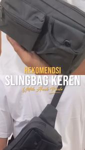 Tas Selempang Polos Pria Ada 2 Tambahan Kantong Depan Untuk Tempat HP Dompet - PG - 8828