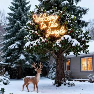 Welcome to the Jungle Neon Sign Jungle Decor Green LED Light for Wall Decor Garden Home Entryway Front Porch Party Bar Christmas