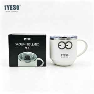 TYESO | Bình Giữ Nhiệt Tyeso 330ML Bằng Thép Không Gỉ Có Tay Cầm Để Bàn Nắp Trong Suốt Bền Giữ Nhiệt Tốt Cho Đồ Uống Nóng Và Lạnh Dùng Cho Văn Phòng