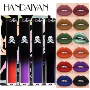 4/1pcs Halloween Goth Lipstick Set Long Lasting Smudgeproof Dark Matte Lip Gloss Velvet Lipsticks Black Liquid Lipstick for Halloween