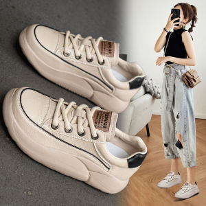 Leather Casual Shoes Womens New 2025 Autumn Breathable Fashionable Flat Shoes Lightweight Soft Bottom Travel Sports White Single Shoes