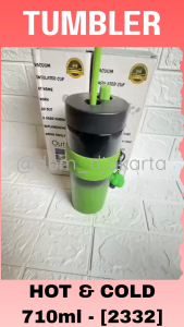 Tumbler Gradasi/ Polos Bahan Stainless Hot & Cold 710ml Free Sedotan dan Gantungan Cute || 2332