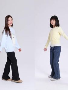 zosee | Warm Velvet Flare Denim Pants for Girls