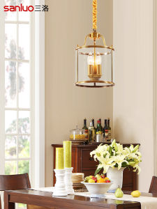 American Style Full Copper Restaurant Lighting Pendant Light Bar Counter Light Hallway Entrance Porch Light Q086 Simple Retro Coat Closet